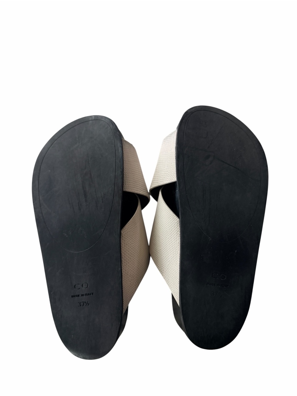 CO White Leather Cross Strap Slides Made in Italy Size 37.5 7-7.5 US - Picture 6 of 6